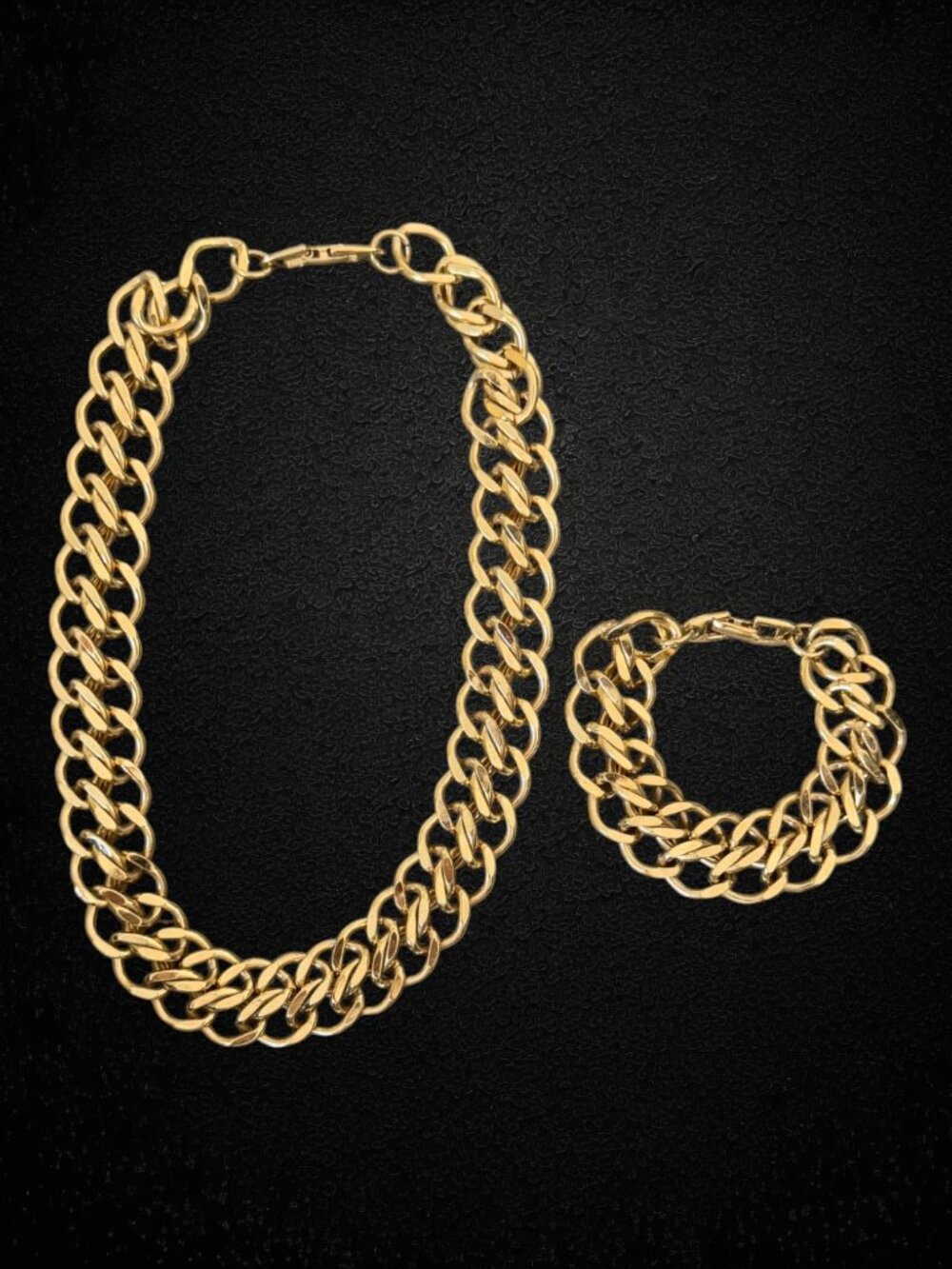 Vintage Napier Gold Tone Chunky Chain Link Necklace & Bracelet Set Statement 80s - Picture 6 of 7